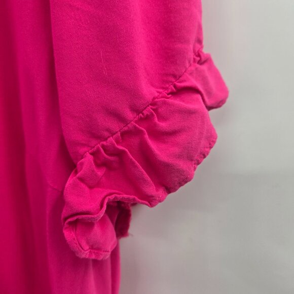 City Chic Fuscia Pink Nikki Short Sleeved Tiered Midi Dress Large/UK 20 - Picture 4 of 10